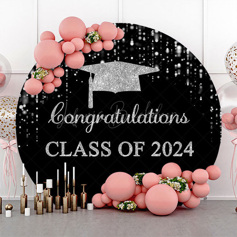 Lofaris Round Black Silver Class 2024 Congrats Grad Backdrop