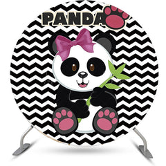 Lofaris Round Black White Ripple Panda Baby Shower Backdrop