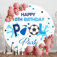 Lofaris Round Blue Ball Pool 10th Birthday Party Backdrop