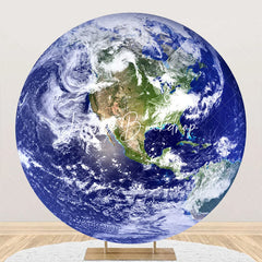 Lofaris Round Blue Earth Birds Eye View Birthday Backdrop