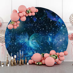 Lofaris Round Blue Outer Space Planet Star Birthday Backdrop