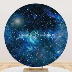 Lofaris Round Blue Outer Space Planet Star Birthday Backdrop