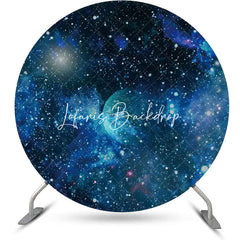 Lofaris Round Blue Outer Space Planet Star Birthday Backdrop