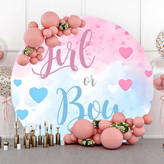 Lofaris Round Blue Pink Girl Or Boy Gender Reveal Backdrop