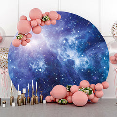 Lofaris Round Blue Universe Stars Texture Birthday Backdrop