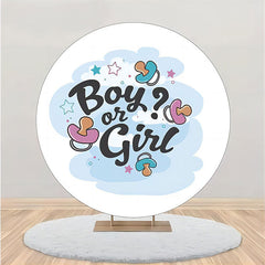 Lofaris Round Blue White Pacifier Gender Reveal Backdrop