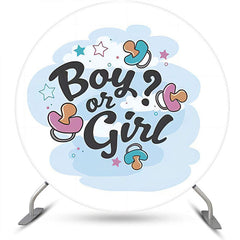 Lofaris Round Blue White Pacifier Gender Reveal Backdrop