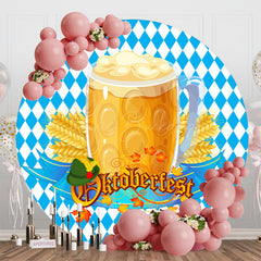 Lofaris Round Blue White Wheat Oktoberfest Party Backdrop