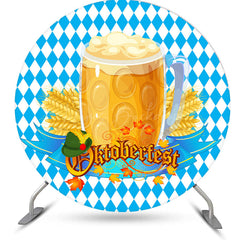 Lofaris Round Blue White Wheat Oktoberfest Party Backdrop