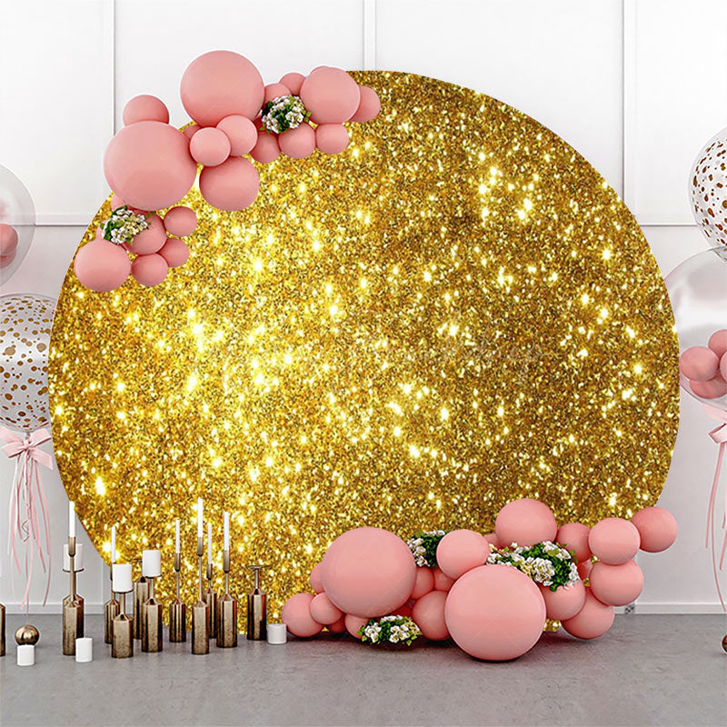 Lofaris Round Bright Golden Yellow Glitter Birthday Backdrop