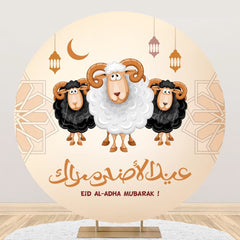 Lofaris Round Cartong Sheep Eid Aladha Mubarak Backdrop