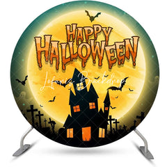 Lofaris Round Castle Moon Bat Ghost Happy Halloween Backdrop