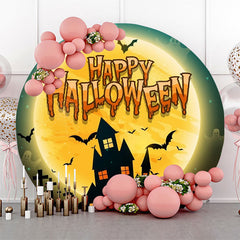 Lofaris Round Castle Moon Bat Ghost Happy Halloween Backdrop