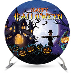 Lofaris Round Castle Moon Night Pumpkin Halloween Backdrop