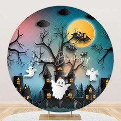 Lofaris Round Castle Trunk Ghost Bats Halloween Backdrop