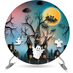 Lofaris Round Castle Trunk Ghost Bats Halloween Backdrop