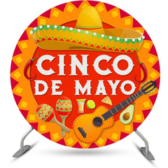 Lofaris Round Cinco De Mayo Guitar Mexican Fiesta Backdrop