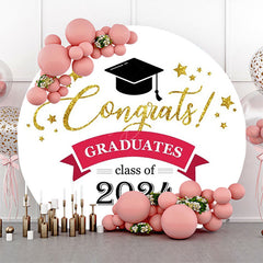 Lofaris Round Class Of 2024 White Congrats Grad Backdrop