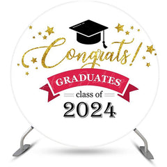 Lofaris Round Class Of 2024 White Congrats Grad Backdrop