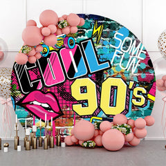 Lofaris Round Colorful Hiphop Cool 90S Birthday Backdrop