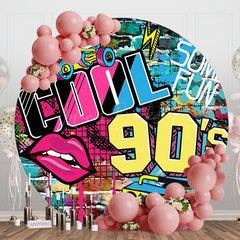 Lofaris Round Colorful Hiphop Cool 90S Birthday Backdrop