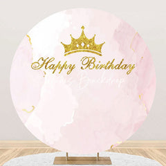 Lofaris Round Crown Pink Abstract Marble Texture Backdrop