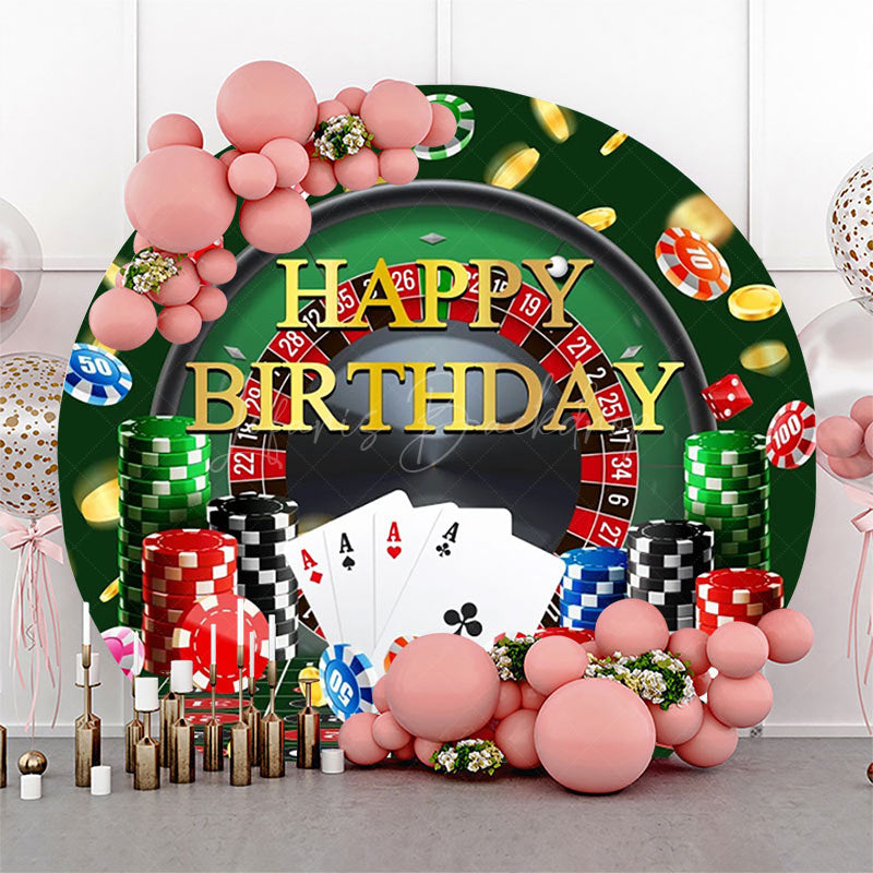 Lofaris Round Currency Gaming Table Casino Birthday Backdrop