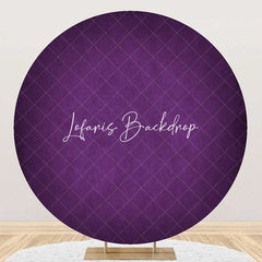 Lofaris Round Dark Purple Solid Color Texture Birthday Backdrop