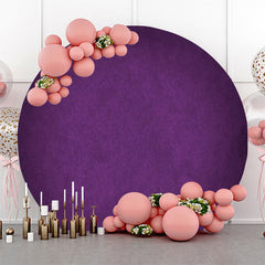 Lofaris Round Dark Purple Solid Color Texture Birthday Backdrop