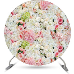 Lofaris Round Dense White Pink Green Floral Wedding Backdrop