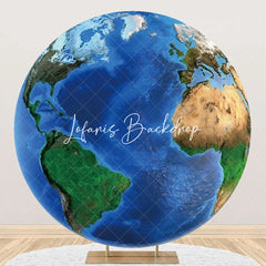 Lofaris Round Earth Continent Ocean Pattern Birthday Backdrop