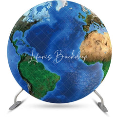 Lofaris Round Earth Continent Ocean Pattern Birthday Backdrop