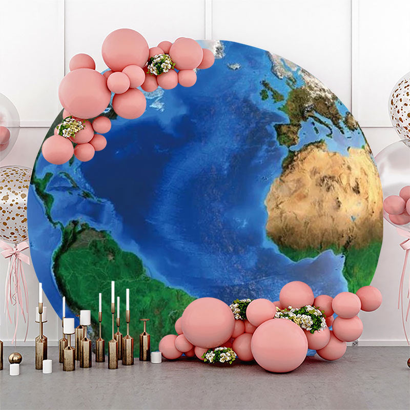 Lofaris Round Earth Continent Ocean Pattern Birthday Backdrop