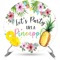 Lofaris Round Floral Greenery Pineapple Dance Party Backdrop