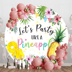 Lofaris Round Floral Greenery Pineapple Dance Party Backdrop