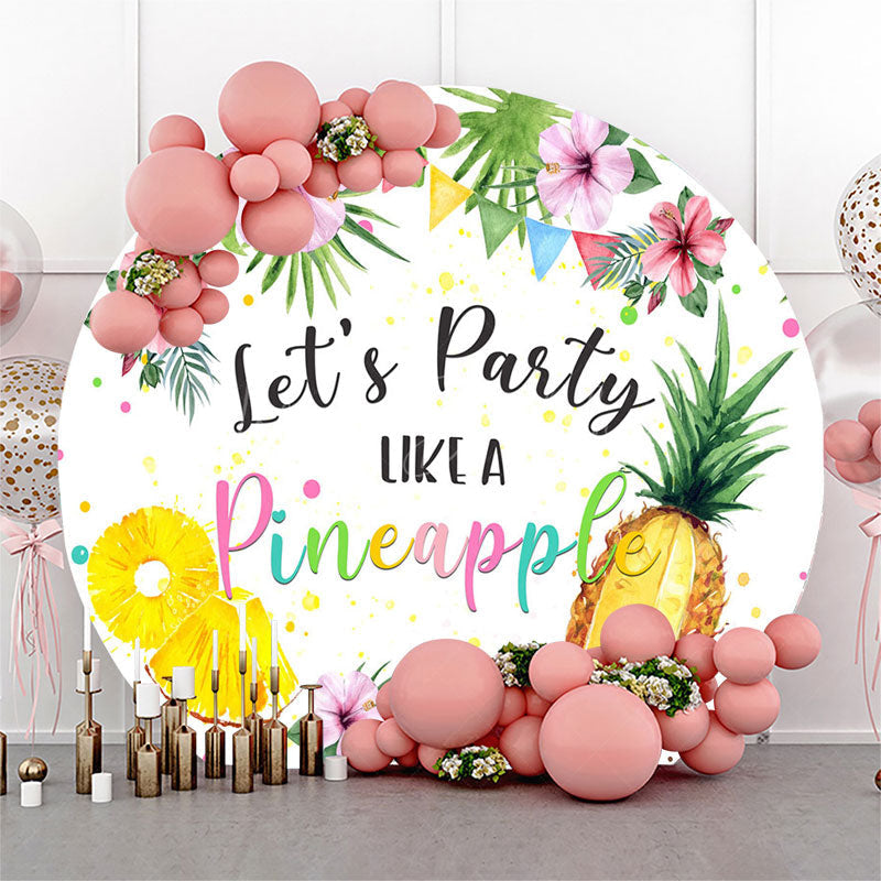 Lofaris Round Floral Greenery Pineapple Dance Party Backdrop