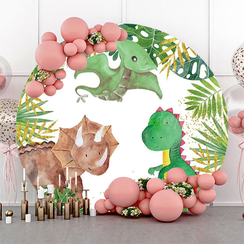 Lofaris Round Forest Monstera Dinosaurs Backdrop For Party