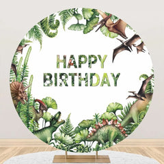 Lofaris Round Forest Various Dinosaurs Birthday Backdrop