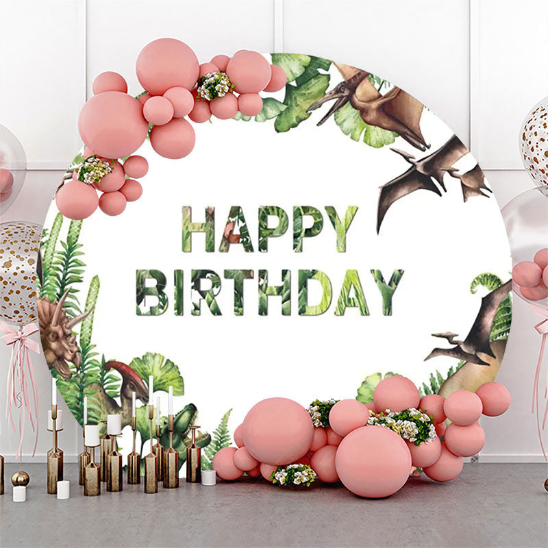 Lofaris Round Forest Various Dinosaurs Birthday Backdrop