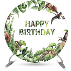 Lofaris Round Forest Various Dinosaurs Birthday Backdrop