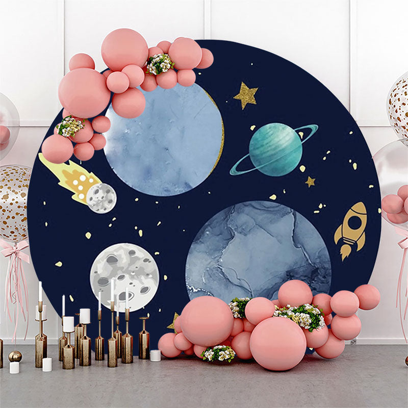 Lofaris Round Galaxy Planet Meteorite Moon Birthday Backdrop