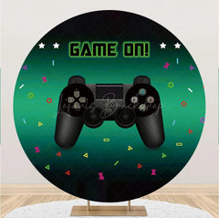 Lofaris Round Game On Gamepad Button Green Party Backdrop