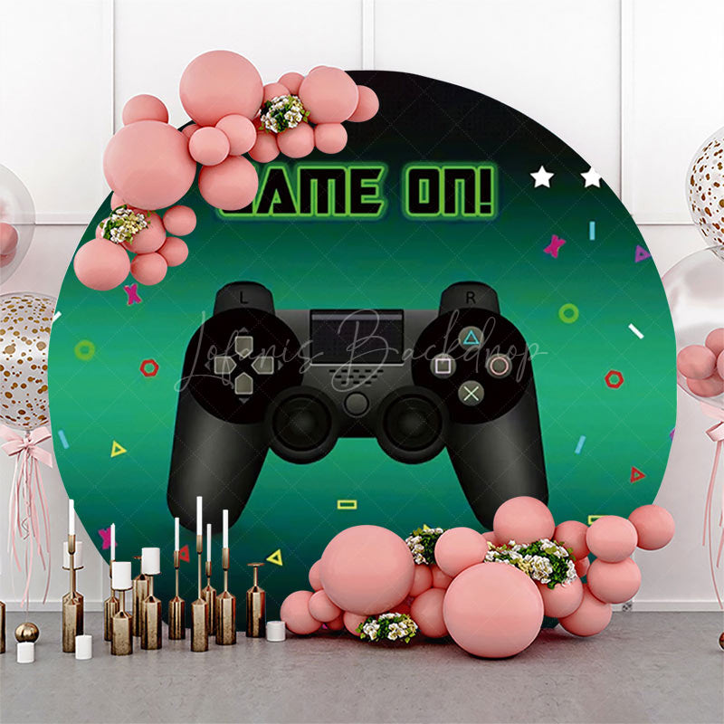 Lofaris Round Game On Gamepad Button Green Party Backdrop