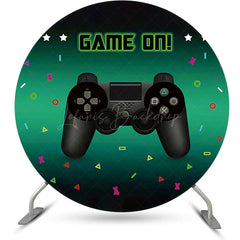 Lofaris Round Game On Gamepad Button Green Party Backdrop