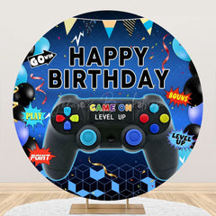 Lofaris Round Gamepad Blue Happy Birthday Backdrop For Boy