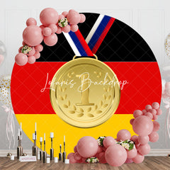 Lofaris Round Germany Flag Gold Metal Sports Party Backdrop