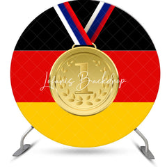 Lofaris Round Germany Flag Gold Metal Sports Party Backdrop