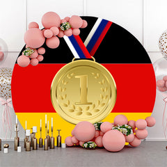 Lofaris Round Germany Flag Gold Metal Sports Party Backdrop