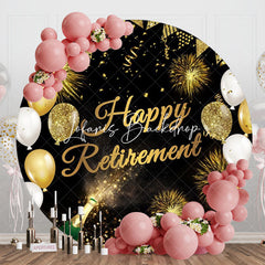 Lofaris Round Gold Glitter Balloon Happy Retirement Backdrop