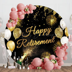 Lofaris Round Gold Glitter Balloon Happy Retirement Backdrop